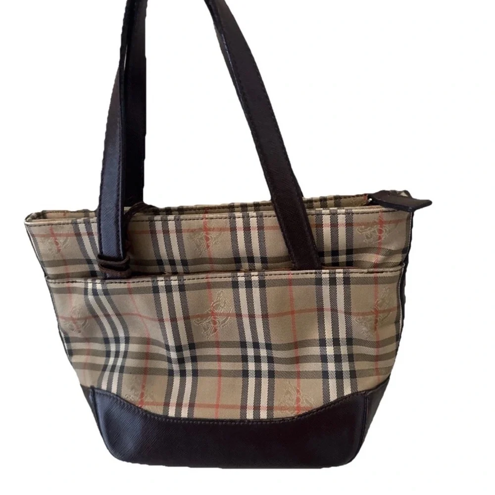 Vintage Burberry Nova Check Mini Tote Bag Beige Brown Y2K - Picture 15 of 15
